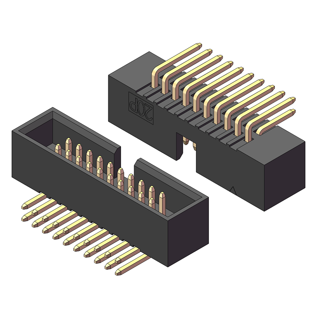 1,27-mm-Boxheader, H=4,9, 90°-Winkel