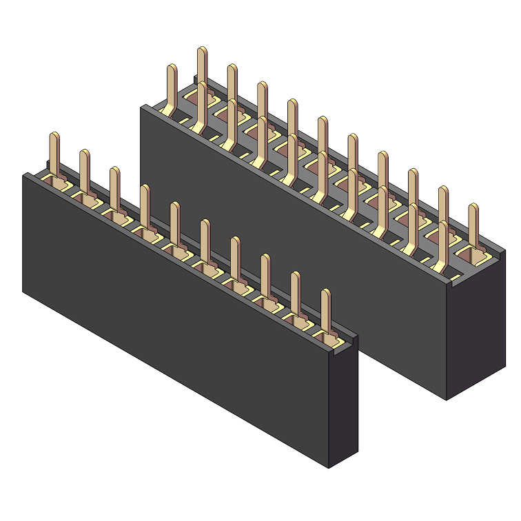 2.54mm Female Header, H=8.5, Dual Row, U-Type, 180° Vertical Mount