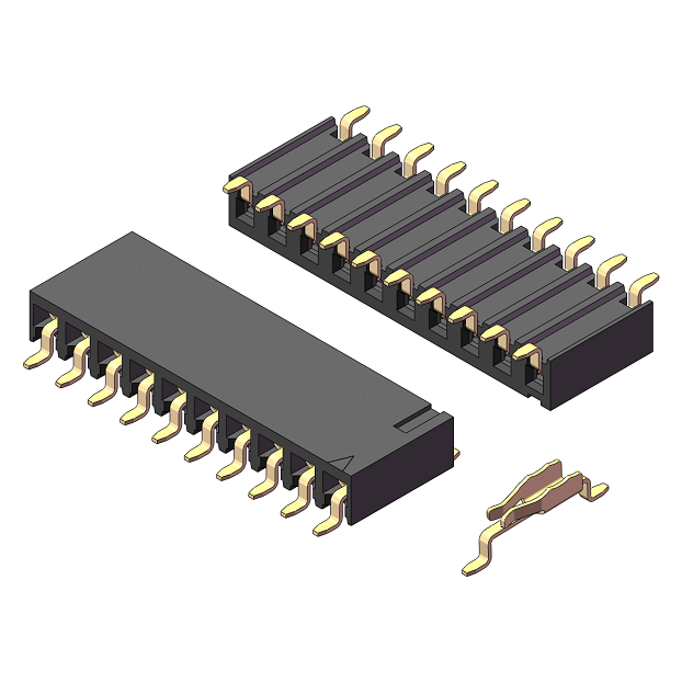 2.54mm Female Header, H=8.1, Single Row, Dual-side Insertion SMT