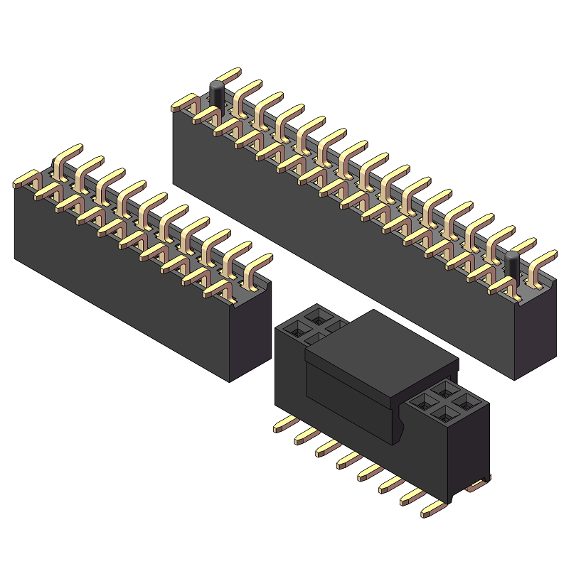 2.0mm Female Header, H=6.35, Dual Row, SMT
