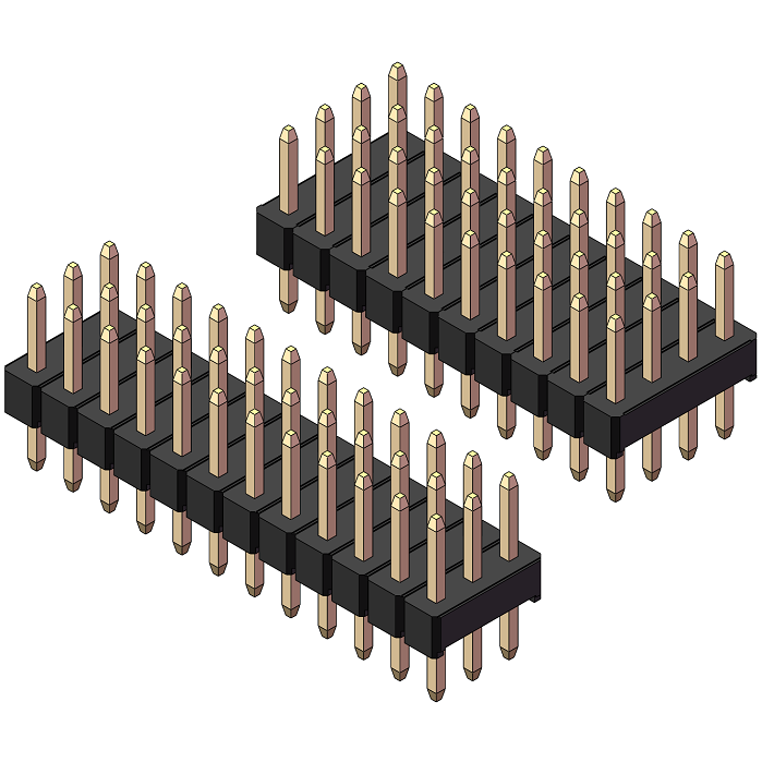 Dreireihige senkrechte Stiftleiste 2,0 mm
