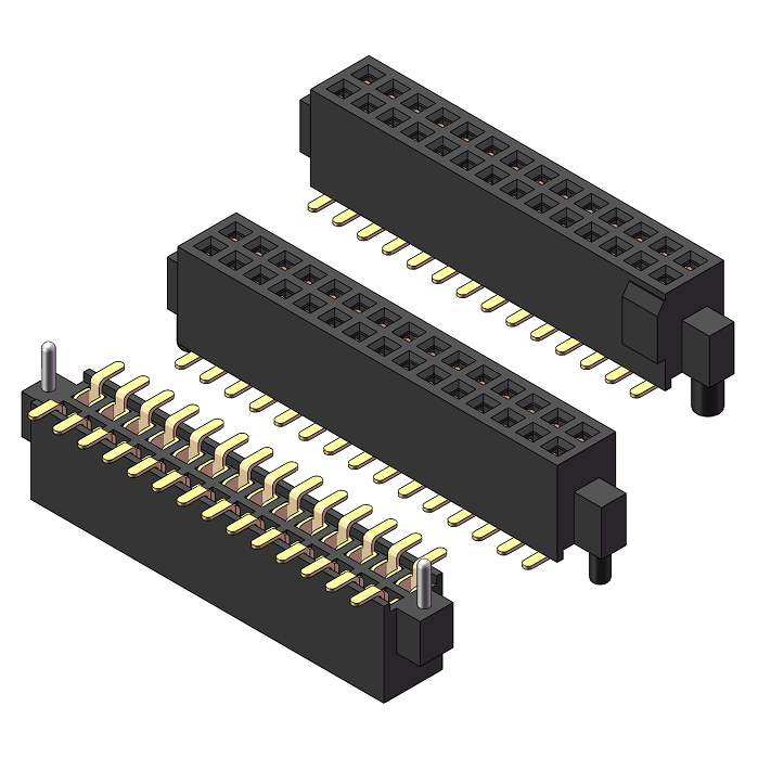 1.27mm Dual Row SMT Socket Header with Support Pins H=3.4/4.3mm