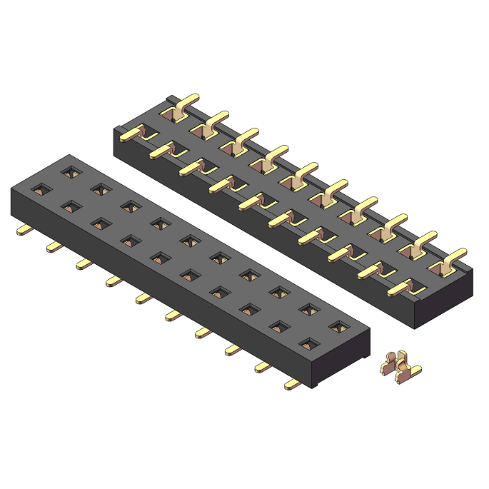 2.54mm Female Header, H=2.0, Dual Row, SMT