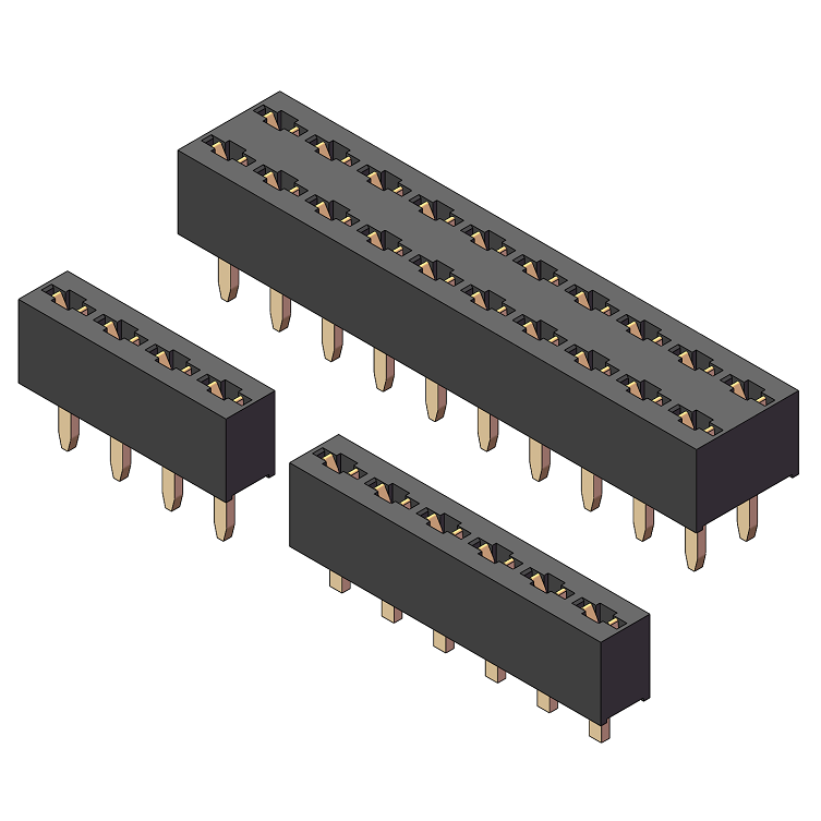 2.54mm Female Header, H=3.55, Dual Row, Y-Type Reverse Mount, 180° Straight Pin