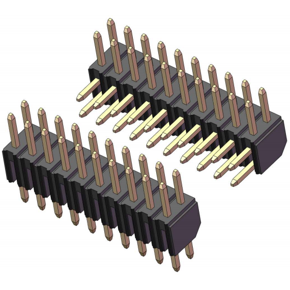 Zweireihige abgewinkelte Stiftleiste 2,0 mm Raster H=4,0 mm