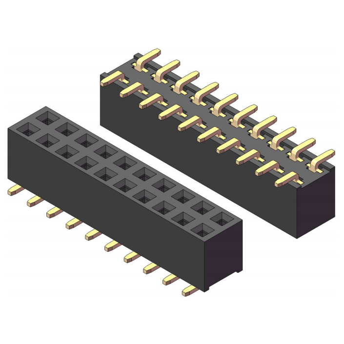 2.54mm Female Header, H=5.7, Dual Row, SMT