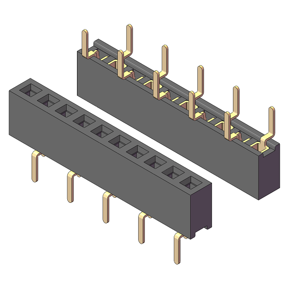 2.0mm Female Header, H=4.0/4.3/4.6, Single Row, Gull-wing Leads