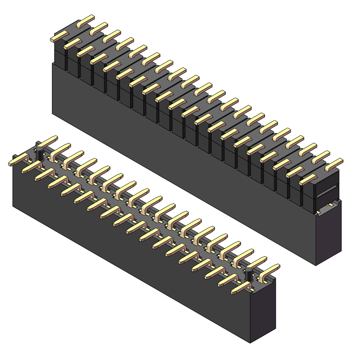 2.54mm Female Header, H=8.5, Dual Row, Y-Type, SMT
