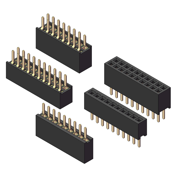 1.27mm Dual Row Vertical Socket Header H=3.4/4.3mm