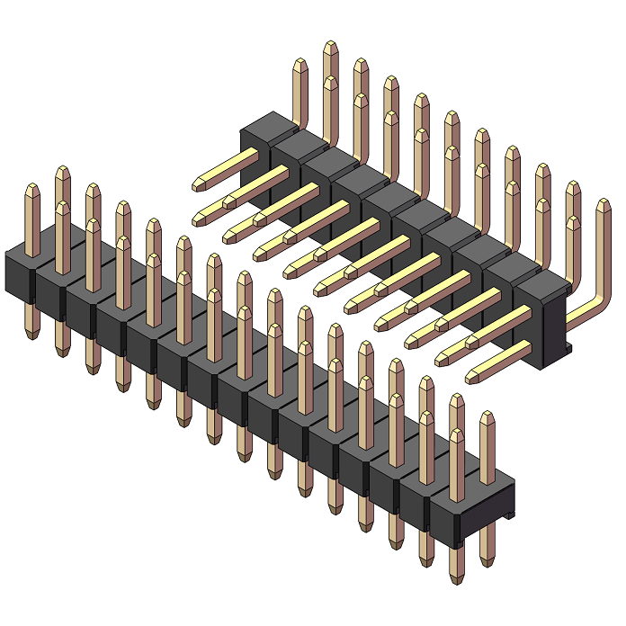 Zweireihige senkrechte Stiftleiste 2,0 mm