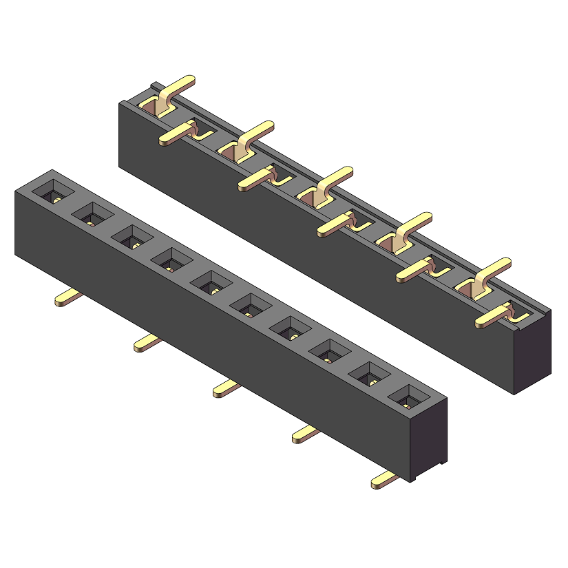 2.54mm Female Header, H=3.55, Single Row, SMT