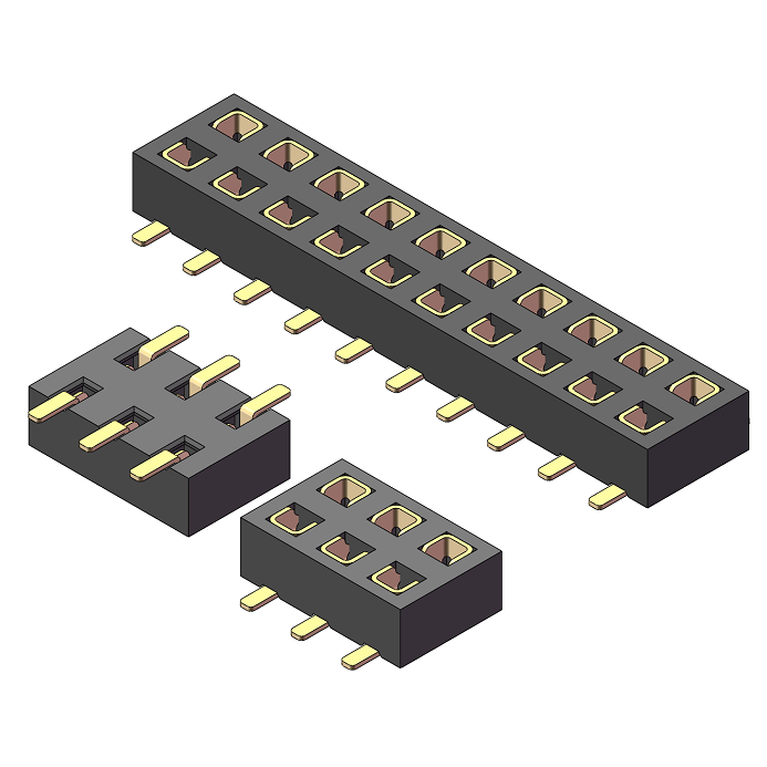 2.0mm Female Header, H=2.0, Dual Row, Bottom-entry SMT