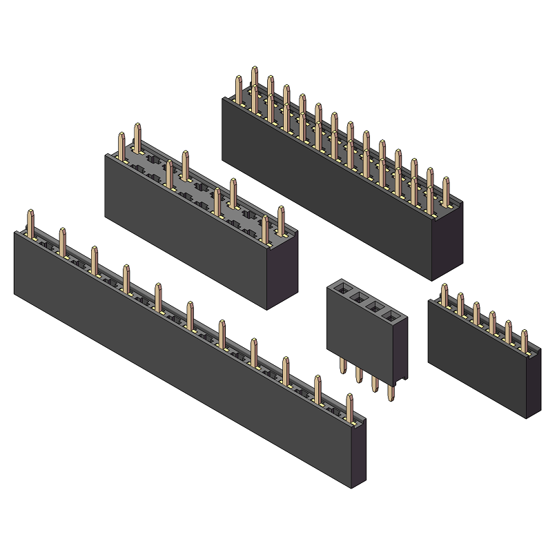 2.54mm Female Header, H=8.5, Single Row, 180° Straight Pin