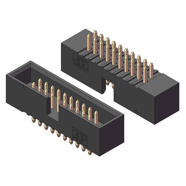 1,27-mm-Boxheader, H=4,9, 180°-Geradeausführung