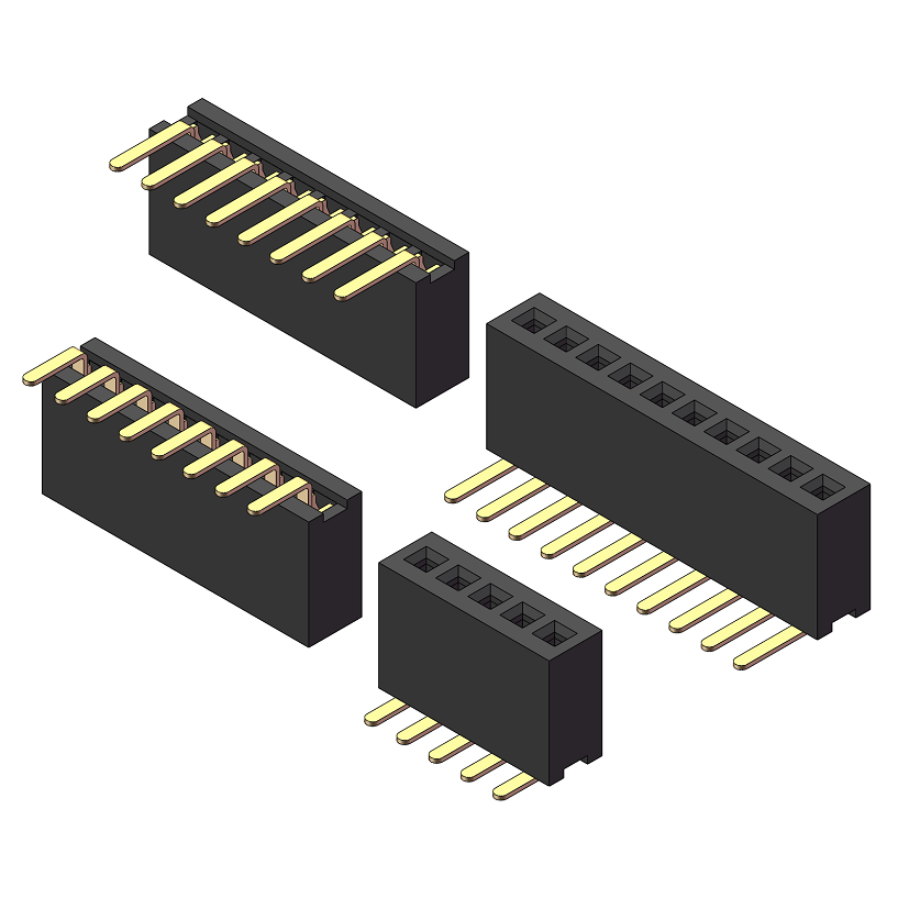 1.27mm Single Row Right-angle Socket Header H=3.4/4.3mm