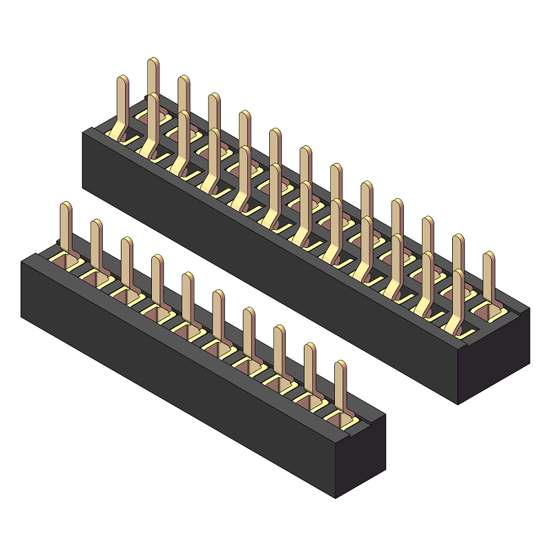 1.27mm Single Row Vertical Socket Header H=2.0mm