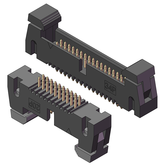 1,27-mm-IDC-Stecker, 180°-Geradeausführung
