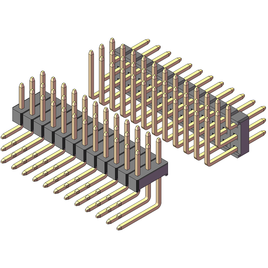 Dreireihige abgewinkelte Stiftleiste 2,0 mm