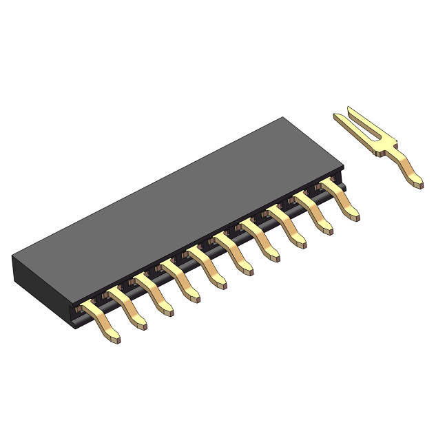 2.0mm Female Header, H=6.35, Single Row, Horizontal SMT