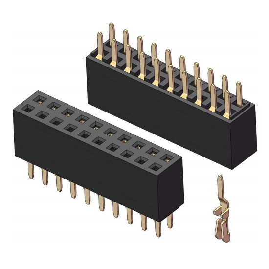 2.54mm Female Header, H=8.5, Dual Row, O-Type, 180° Vertical Mount