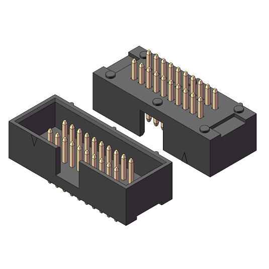 1,27×2,54-mm-Boxheader, 180°-Geradeausführung
