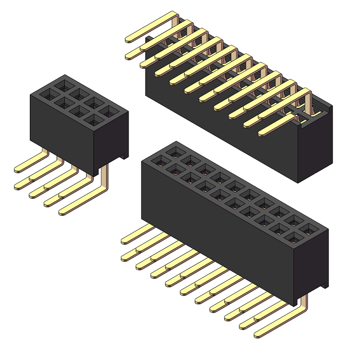 1.27mm Dual Row Right-angle Socket Header H=3.4/4.3mm