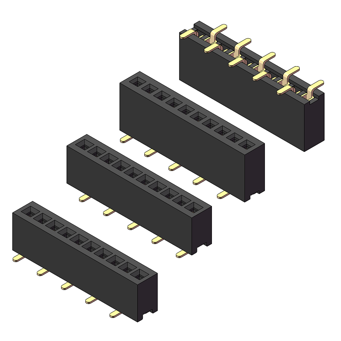 1.27mm Single Row SMT Socket Header H=3.4/4.3mm