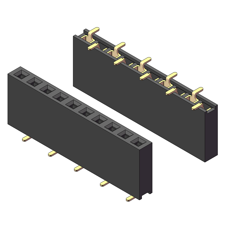 2.54mm Female Header, H=8.5, Single Row, SMT