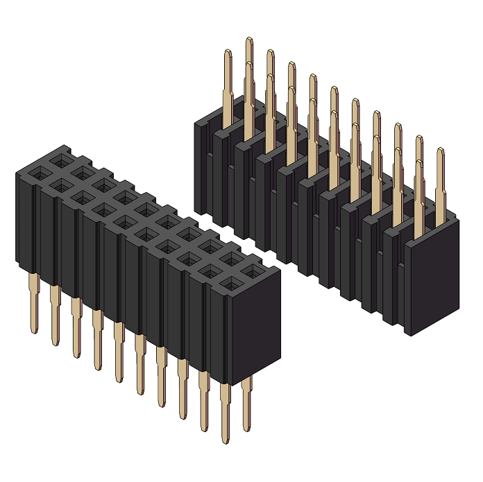 2.0mm Female Header, H=7.2, Dual Row, 180° Straight