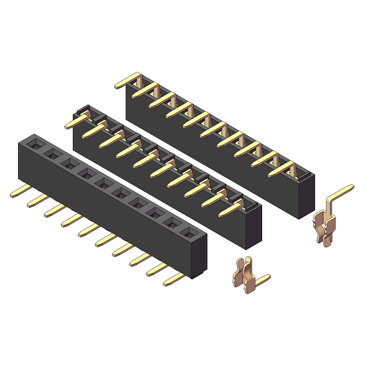2.54mm Female Header, H=5.0, Single Row, 90° Right-angle