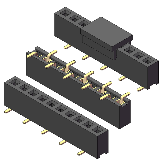 2.0mm Female Header, H=4.0/4.3/4.6, Single Row, SMT
