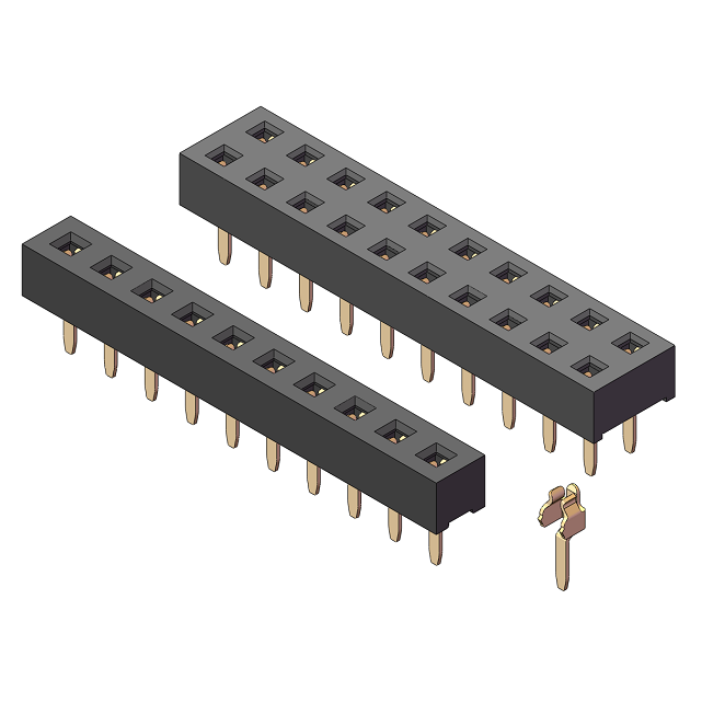 2.0mm Female Header, H=2.2, Single Row, 180° Straight Pin