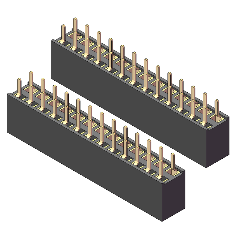 2.54mm Female Header, H=5.7, Dual Row, U-Type, 180° Vertical Mount