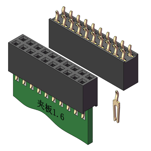 2.54mm Female Header, H=8.5, Dual Row, Clamp Type