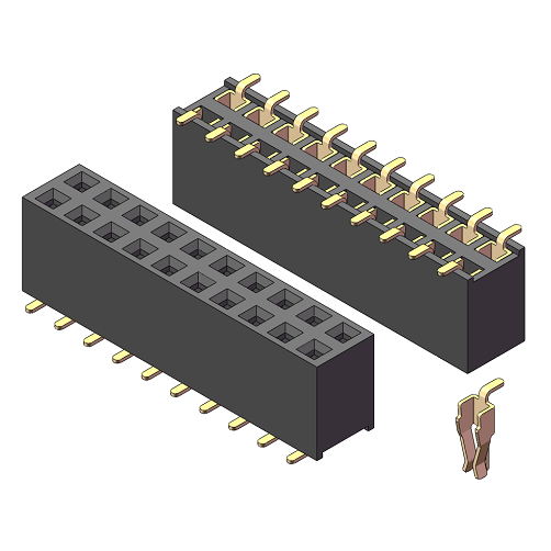2.54mm Female Header, H=7.1, Dual Row, SMT
