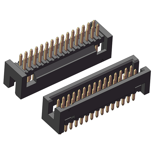 1,27-mm-Boxheader, H=5,7, 180°-Geradeausführung
