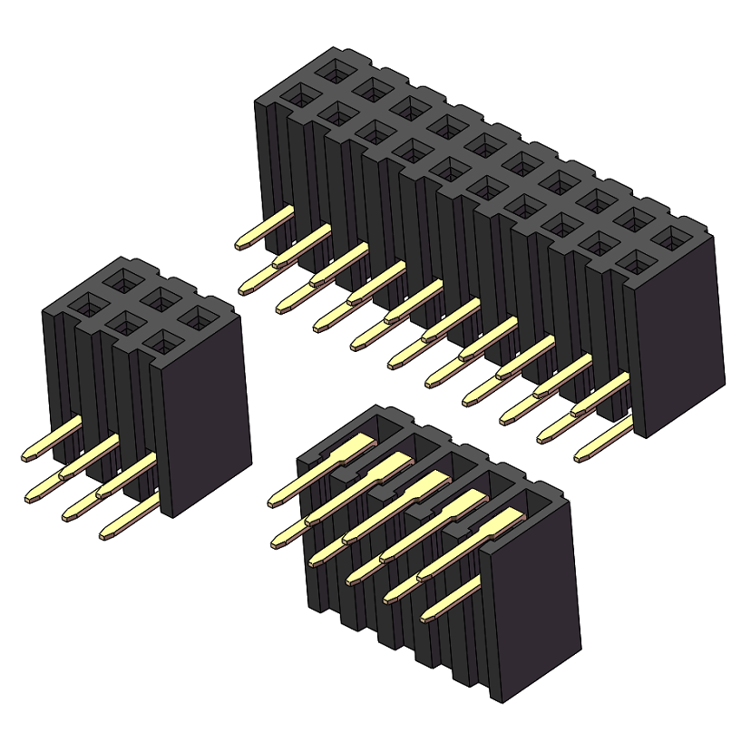 2.0mm Female Header, H=7.2, Dual Row, 90° Right-angle