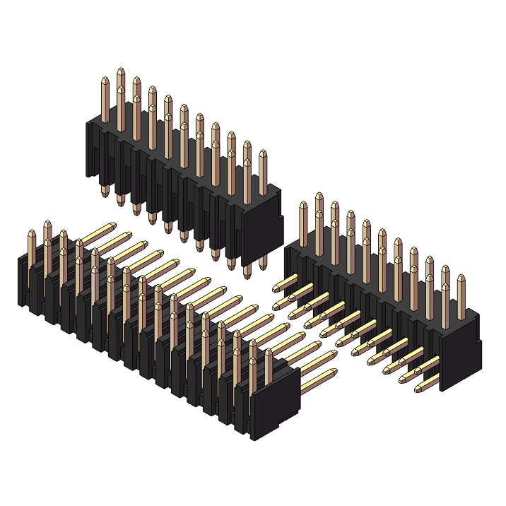 Zweireihige senkrechte Stiftleiste 2,54 mm H=7,4 mm