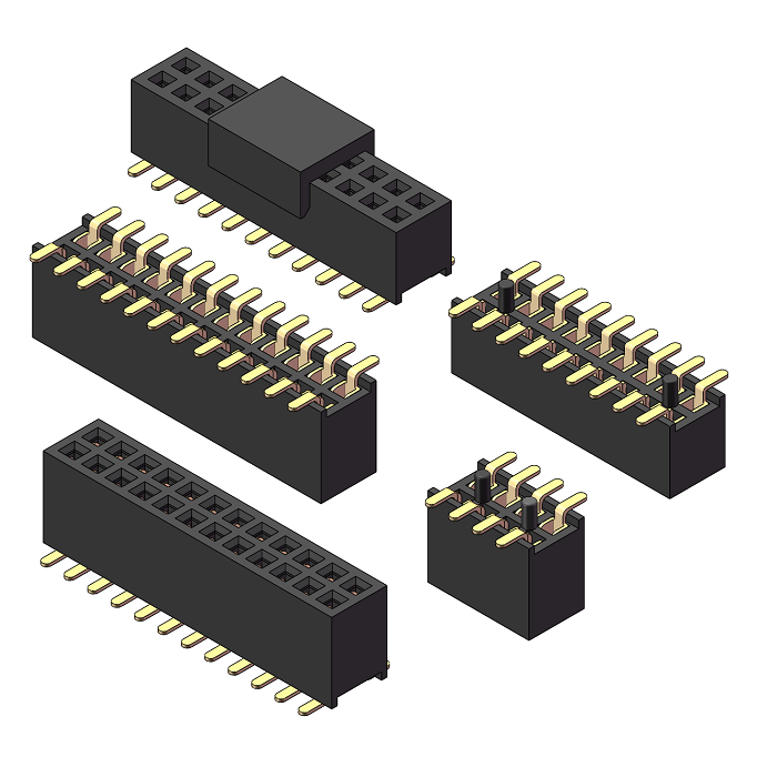 1.27mm Dual Row SMT Socket Header H=3.4/4.3mm