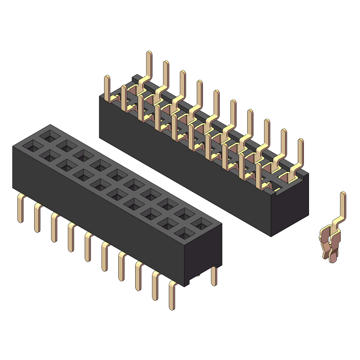 2.0mm Female Header, H=4.0/4.3/4.6, Dual Row, Gull-wing Leads