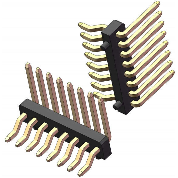 Einreihige abgewinkelte Stiftleiste 1,27 mm mit Stützpins