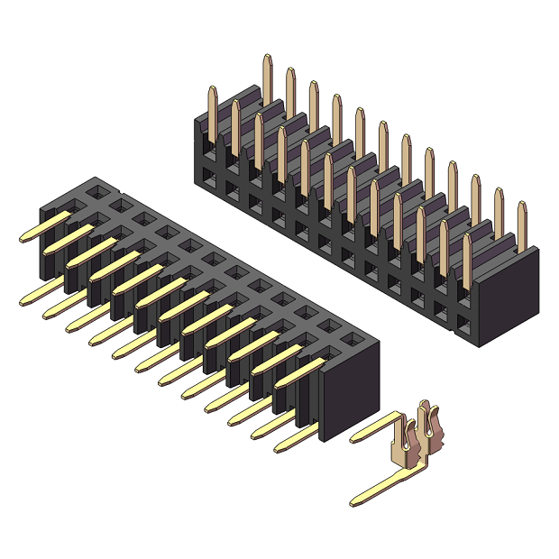 2.0mm Female Header, H=5.2, Dual Row, Dual-side Insertion