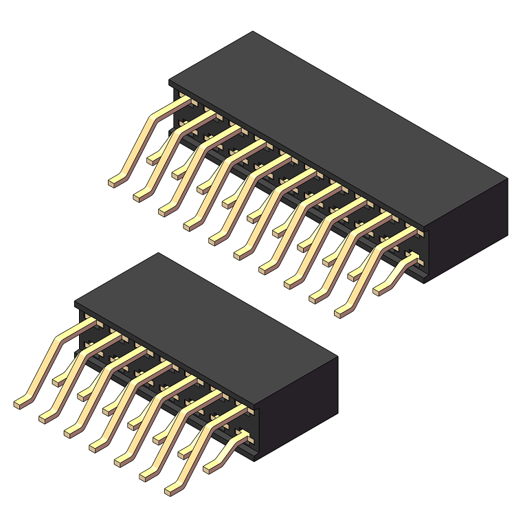 2.54mm Female Header, H=8.5, Dual Row, Horizontal Mount SMT