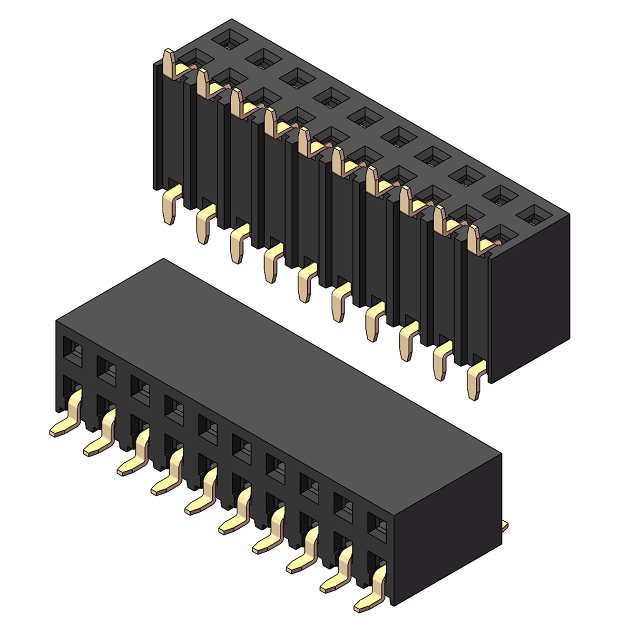 2.54mm Female Header, H=8.1, Dual Row, Dual-side Insertion SMT