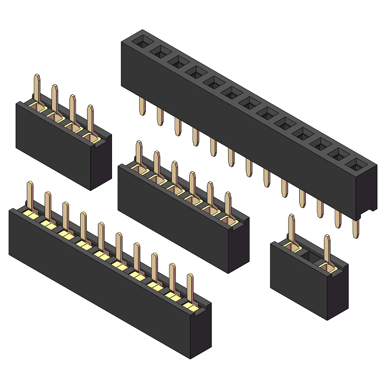 2.0mm Single Row Vertical Socket Header H=4.0/4.3/4.6mm